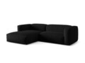 Coltar modular stanga 2 locuri, Martina-169, Micadoni Home, 283x176x75 cm, tesatura structurata catifelata, negru