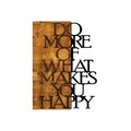 Decoratiune de perete, Do More Of What Makes You Happy, 50% lemn/50% metal, Dimensiune: 42 x 58 cm, Nuc / Negru