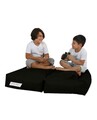 Set fotoliu dublu si 2 taburete pentru copii, Bean Bag, Ferndale, 100x50x40 cm, poliester impermeabil, negru