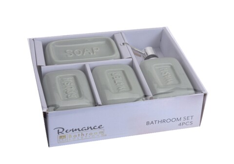 Set de baie Romance, 4 piese, ceramica, verde