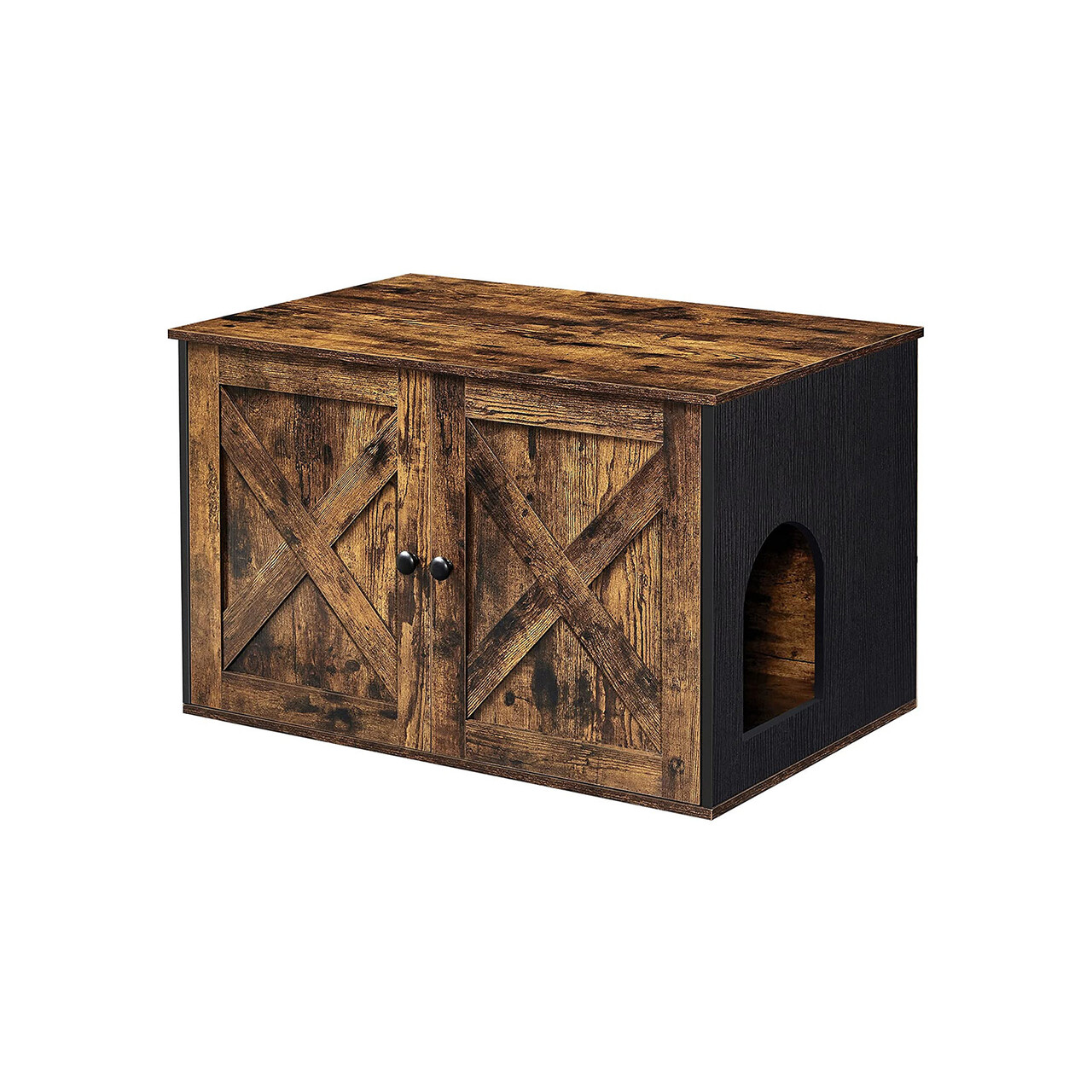 Dulap pentru litiera pisici / casa de toaleta pisici, Feandrea, 80x53x49.2 cm, PAL, maro/negru