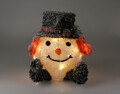 Decoratiune luminoasa cu 20 LED-uri Snowman w black hat v1, cu baterii, 33x30x35 cm, poliester, multicolor