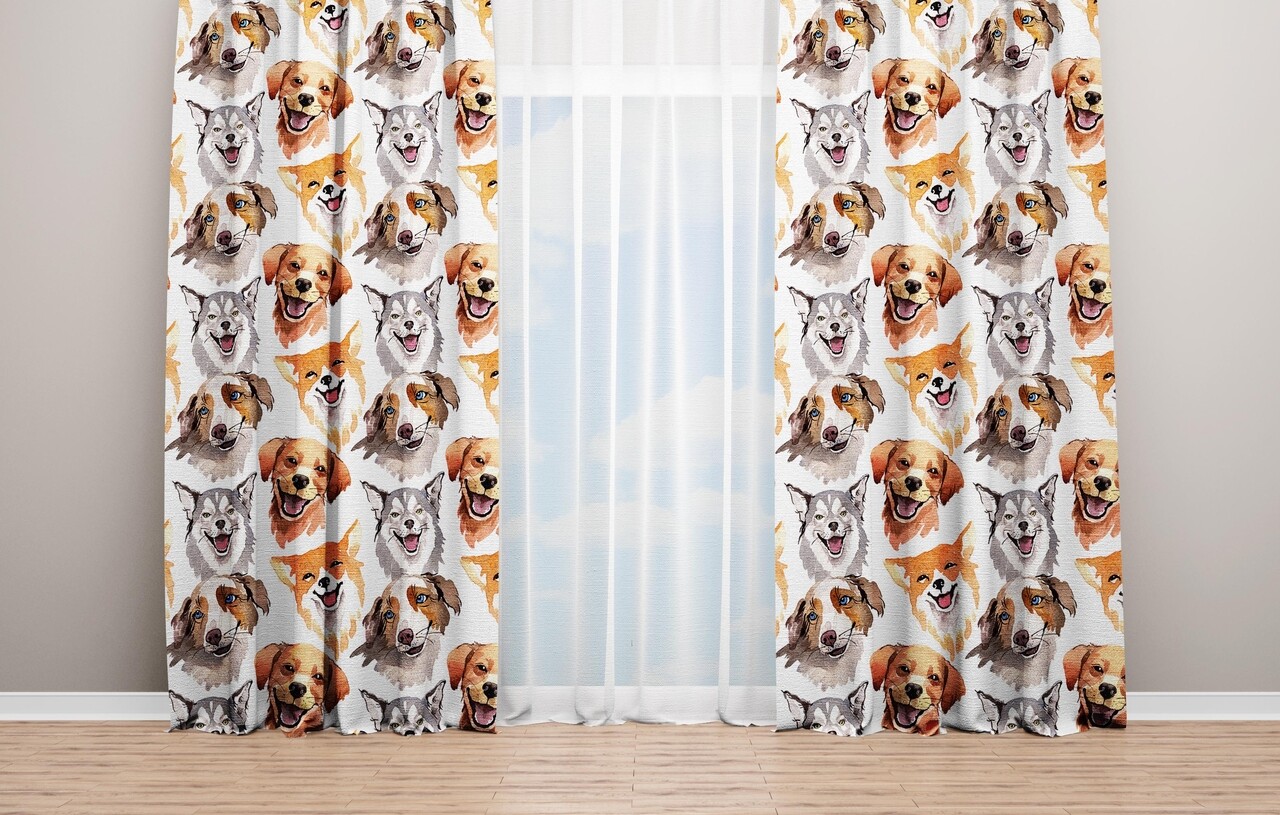 Set 2 draperii Foxes, Oyo Kids, 140x240 cm, poliester, multicolor