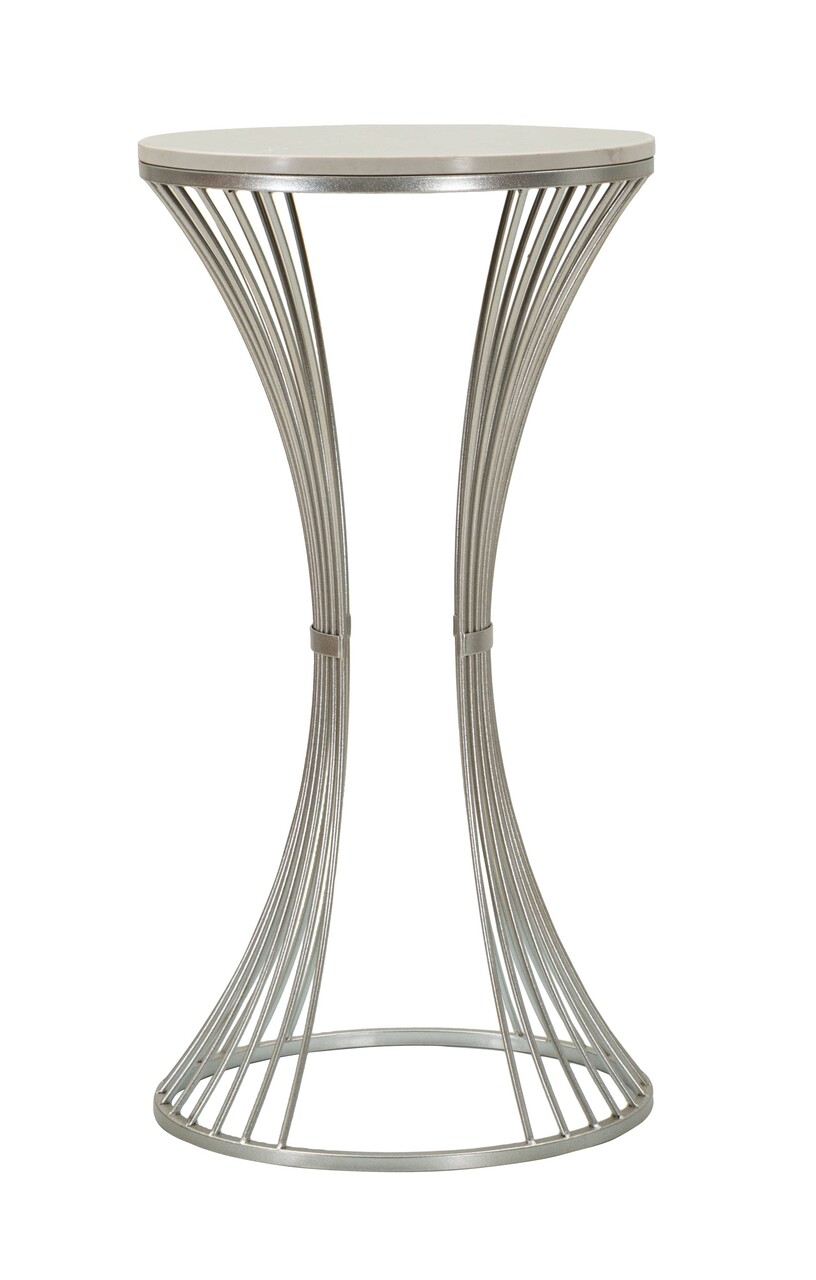 Masuta inalta Funnel, Mauro Ferretti, 50x50x100 cm, fier/marmura, argintiu