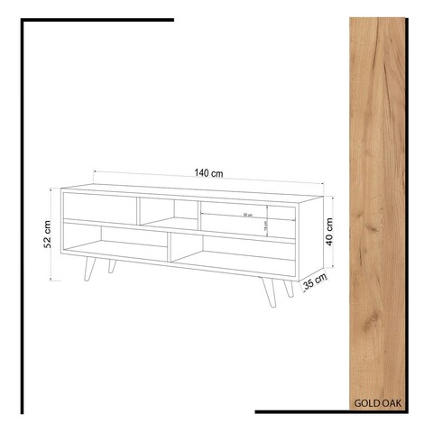 Comoda TV, Mod Design, Glasgow, 140x52x35 cm, Stejar / Alb