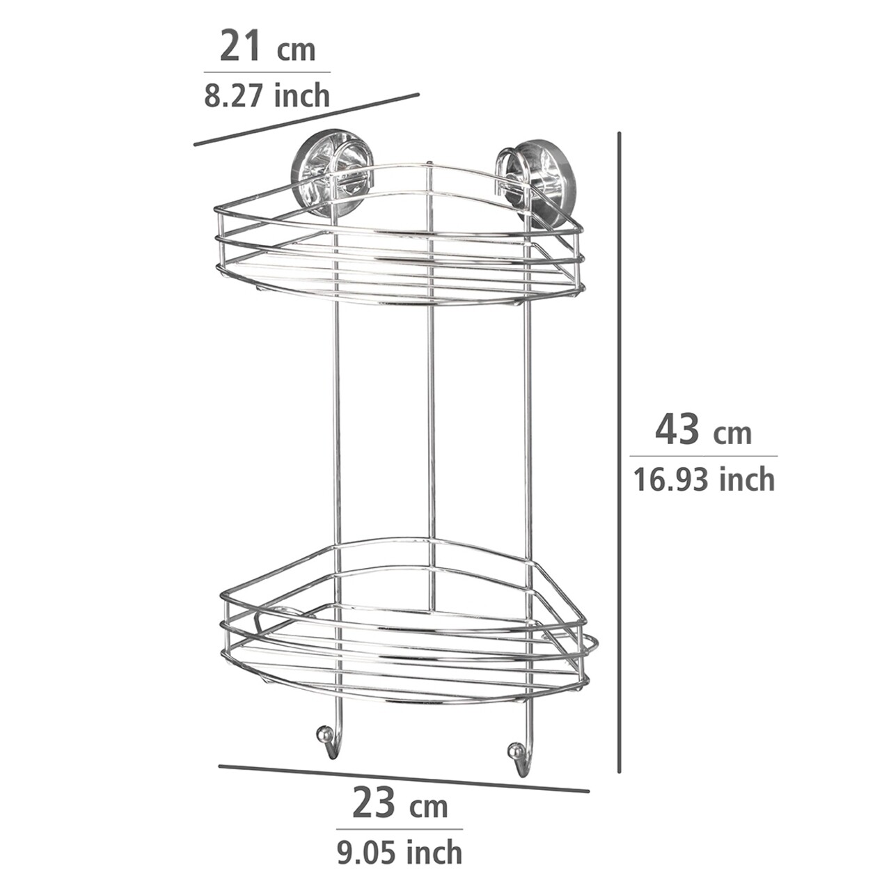 Polita pentru baie, Wenko, Tier Vacuum-Loc®, 23 x 43 x 21 cm, inox - 1 | YEO