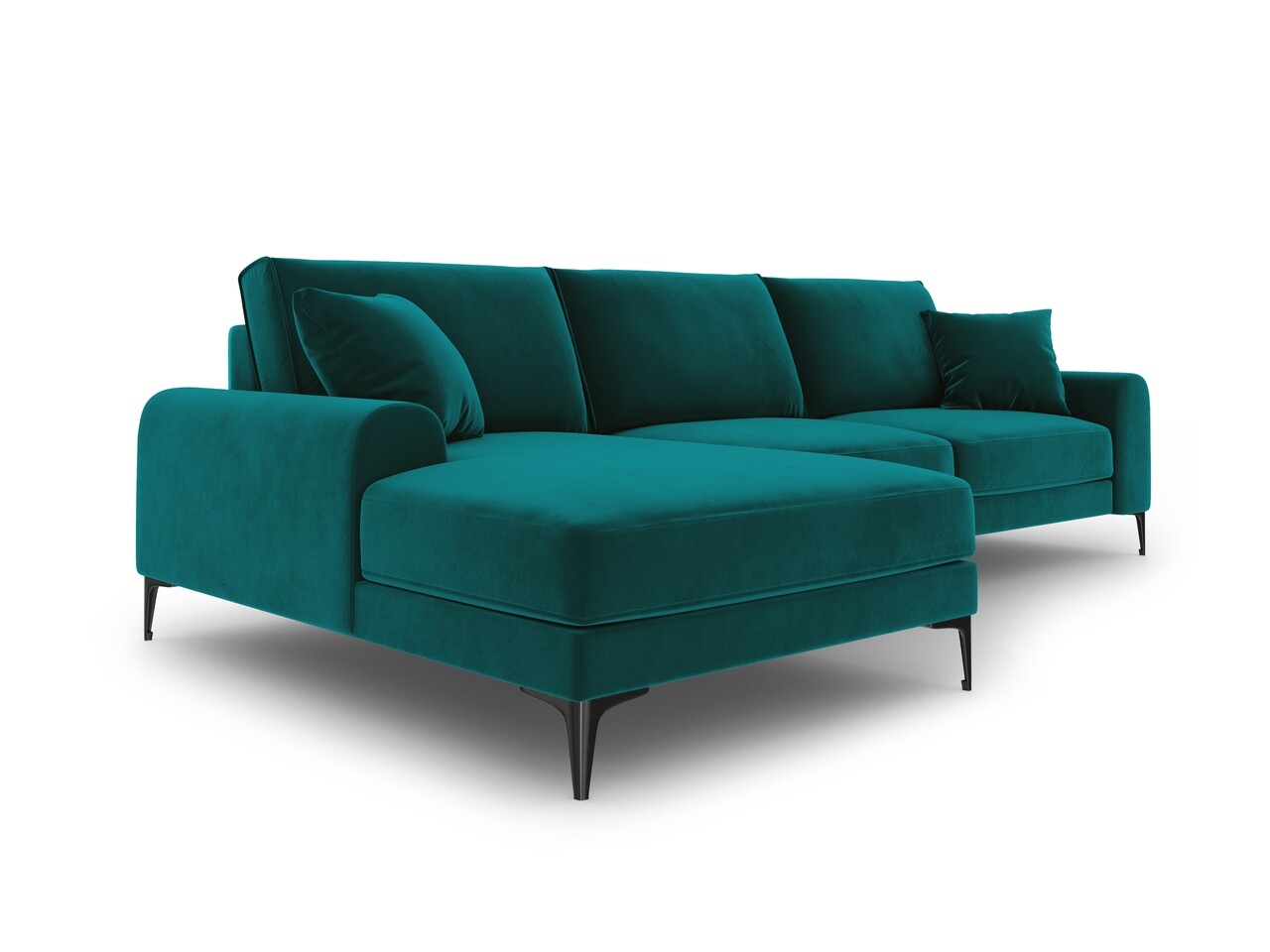 Coltar stanga, Madara, Mazzini Sofas, 5 locuri, 254x182x90 cm, catifea, turcoaz - 2 | YEO