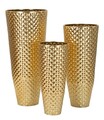 Set 3 ghivece / vase decorative Glotty, Mauro Ferretti, 48x48x110 cm, fier, auriu