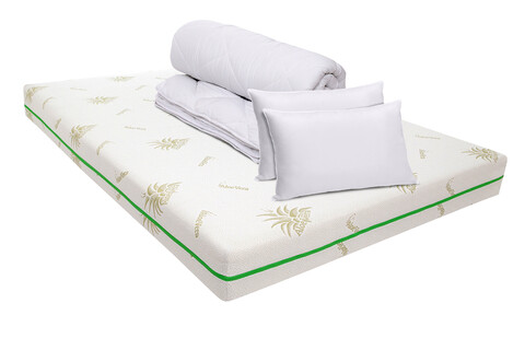 Pachet saltea Bedora Confort Relax Aloe Vera 140 x 190 cm + pilota + perne, spuma memory