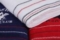 Set 3 prosoape de baie Beverly Hills Polo Club, 70x140 cm, 100% bumbac, White/Dark Blue/Red