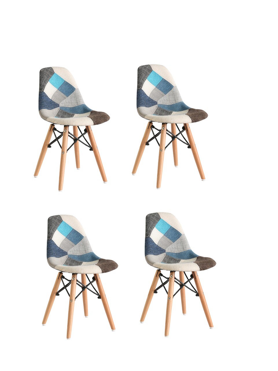 Set 4 scaune Truly patch sky, Heinner, 58x57x83 cm,plastic/lemn, alb