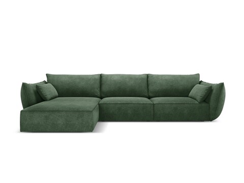 Coltar stanga 4 locuri, Kaelle, Micadoni Home, BL, 308x171x85 cm, poliester chenille, verde bottle