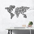 Decoratiune de perete, World Map 2, metal, 100 x 53 cm, negru