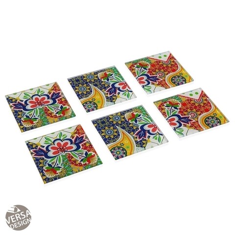 Set 6 suporturi pentru pahare Giardino, Versa, 10.5x10.5 cm, sticla