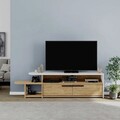 Comoda TV, Homitis, Lyra, 167x44.8x33 cm, Stejar / Alb