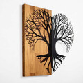 Decoratiune de perete, Love Tree, 50% lemn/50% metal, Dimensiune: 60 x 58 cm, Nuc / Negru