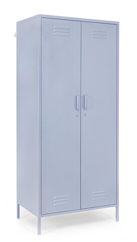 Dulap cu 2 usi Cambridge, Bizzotto, 2 rafturi reglabile, 80x50x185 cm, otel, albastru deschis