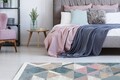 Covor Kilim cu 2 fete, Arya 10 Blue/Pink, Baketo, 100% bumbac reciclat, 80x150 cm