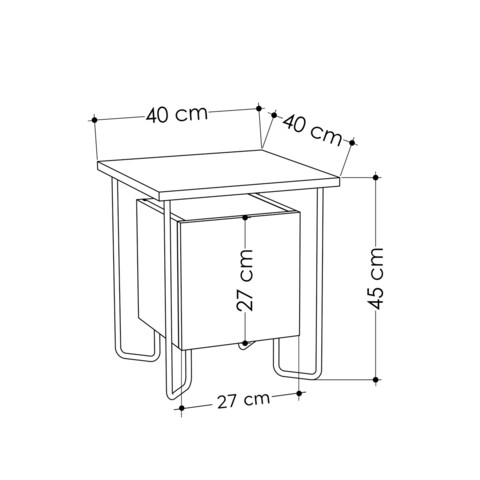 Noptiera, Homitis, Acres Nightstand, 40x45x40 cm, Mocha