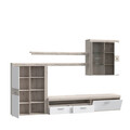 Set mobilier living 4 piese Reusel, Bedora, 300x38.3x200.9 cm, PAL/sticla/plastic, stejar/alb