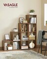 Biblioteca cu 10 compartimente, Vasagle, 129.5 x 29 x 129.5 cm, PAL, maro rustic