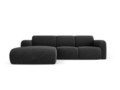 Coltar stanga 4 locuri, Molino-140, Micadoni Home, 250x170x72 cm, tesatura chenille din poliester, negru