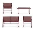 Set mobilier pentru gradina/terasa 4 piese Markus, Bizzotto, otel/textilena 2x1, rosu pepper