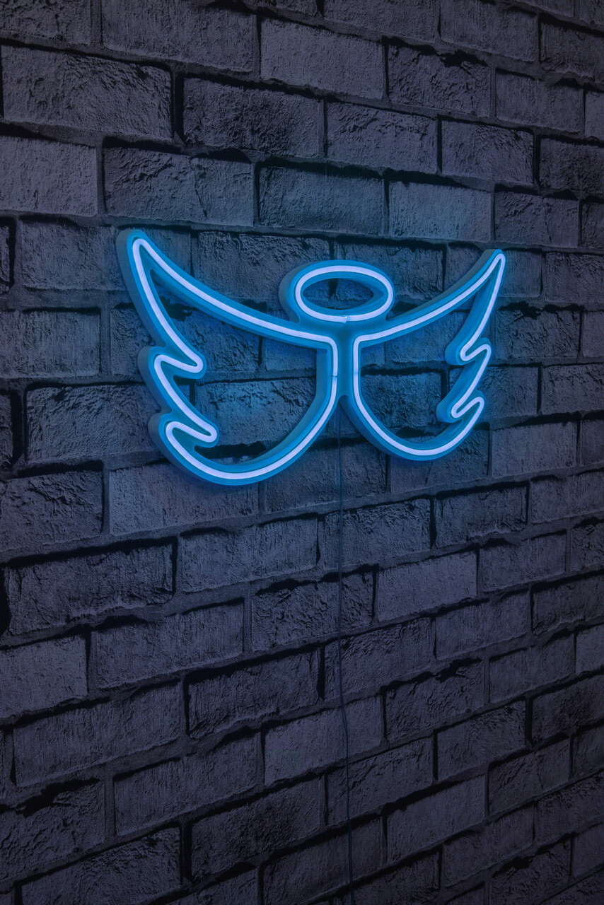 Decoratiune luminoasa LED, Angel, Benzi flexibile de neon, DC 12 V, Albastru