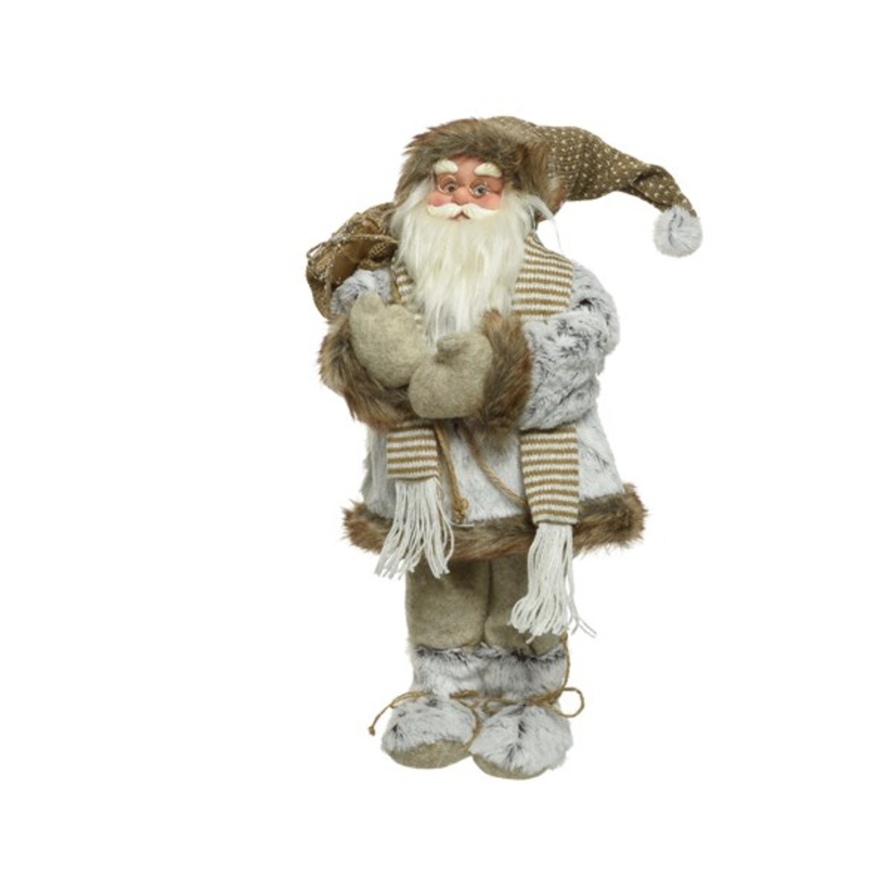 Decoratiune Santa w scarf, Decoris, H60 cm, poliester, maro