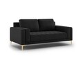 Canapea, Orrino, Mazzini Sofas, 2 locuri, gold legs, 170x94x82 cm, catifea, negru