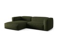 Coltar modular stanga 2 locuri, Martina-169, Micadoni Home, 283x176x75 cm, tesatura structurata catifelata, verde