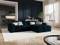 Coltar dreapta 4 locuri, Kendal, Micadoni Home, BL, 256x173x79 cm, catifea, albastru navy