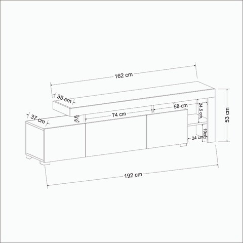 Comoda TV Beliz, Inarch, 192x37x53 cm, alb