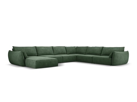 Coltar panoramic dreapta 8 locuri, Kaelle, Micadoni Home, BL, 384x284x85 cm, poliester chenille, verde bottle