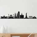 Decoratiune de perete, New York Skyline, Metal, Dimensiune: 120x24 cm, Negru