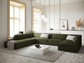 Coltar panoramic stanga 7 locuri, Ruby, Micadoni Home, BL, 366x273x69 cm, velur, verde