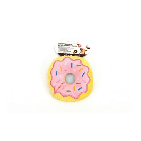 Jucarie de plus pentru caini Frosty Donut, Gloria, 14 x 5 x 3 cm, poliester, roz