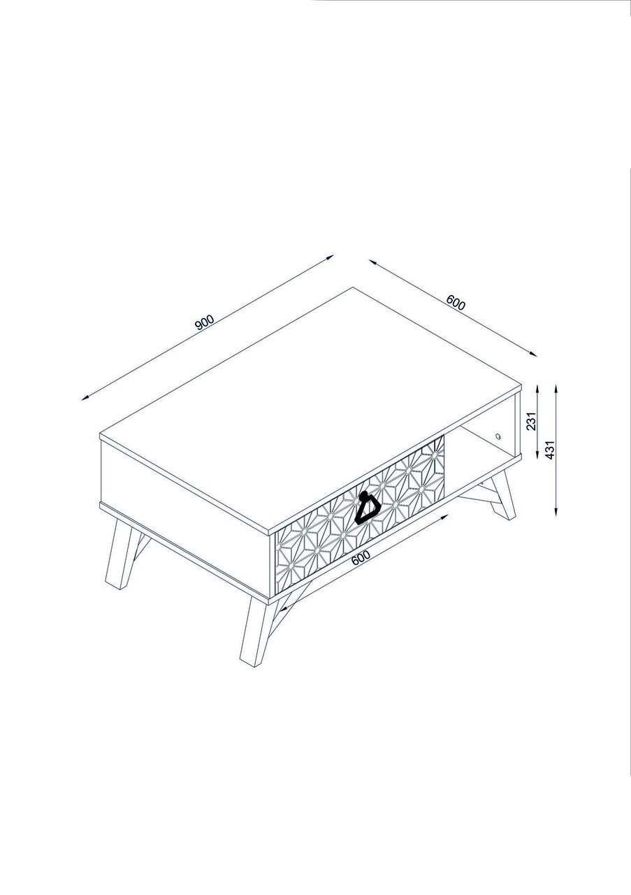 Masuta de cafea Yakamoz Walnut, Tera Home, 90x60x43,5 cm, aluna - 2 | YEO