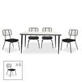 Set mobilier de gradina 7 piese Naoki, Pakoworld, masa si 6 scaune, metal/ratan sintetic, negru/gri