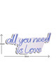 Decoratiune luminoasa LED, All You Need is Love, Benzi flexibile de neon, DC 12 V, Albastru