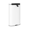 Cos de gunoi cu pedala, Brabantia, Flatback, 30 L, inox, alb