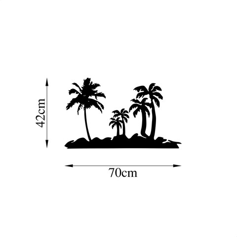 Decoratiune de perete, Palm Trees, Metal, 70 x 42 cm, Negru