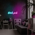 Decoratiune luminoasa LED, Think Pink, Benzi flexibile de neon, DC 12 V, Albastru