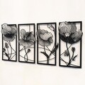 Decoratiune de perete, Blossom, Otel, 135 x 63 cm, Negru