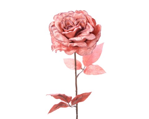 Floare decorativa Rose, Decoris, 10x22x60 cm, catifea, roz