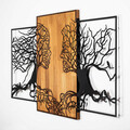 Decoratiune de perete, Tree Love, 50% lemn/50% metal, Dimensiune: 125 x 3 x 79 cm, Nuc negru