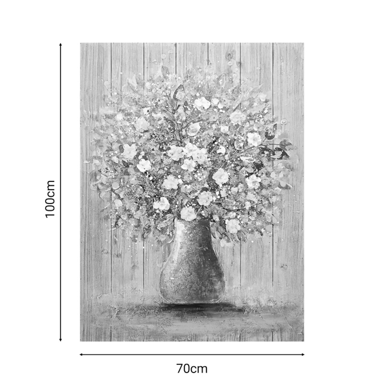 Tablou decorativ Flowerpot v1, Inart, 70x100 cm, canvas/lemn de brad, multicolor