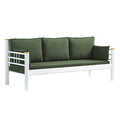 Canapea de gradina cu 3 locuri, Heaven, Kappis, 215x86x80 cm, Alb/Verde