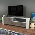 Comoda TV, Retricy, Piedmont, 160x36.8x46 cm, PAL, Alb / Wenge