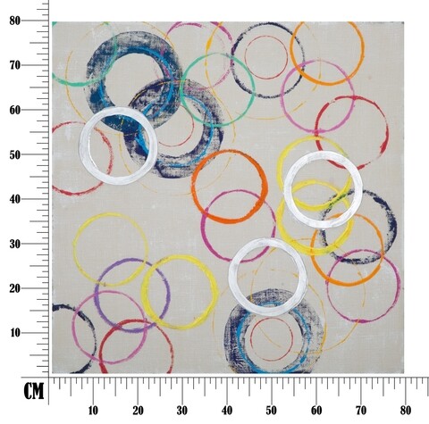Tablou decorativ Floating Circles -B, Mauro Ferretti, 80x80 cm, canvas pictat manual